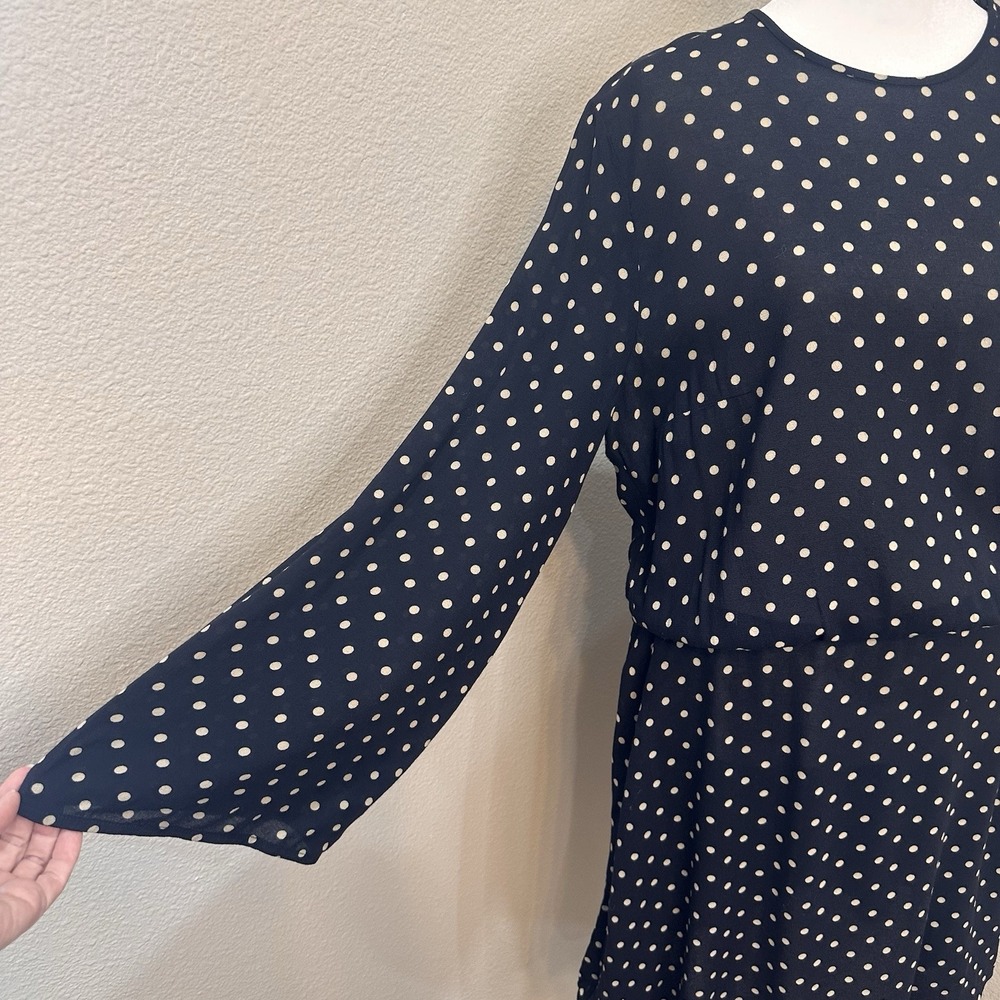 Zimmerman Black Mischief Polka Dot Crepe Dress Sheer Flared Sleeve Sz 3 US‎ 10 - Picture 3 of 12